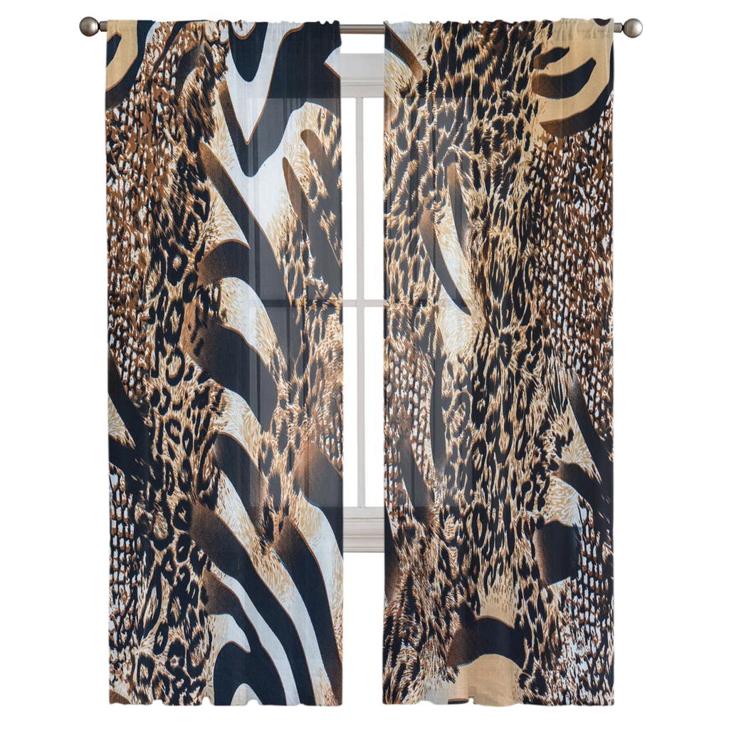Tiger Skin Texture Chiffon Sheer Curtains for Living Room Bedroom Home Decoration Window Voile Tulle Curtain Drapes