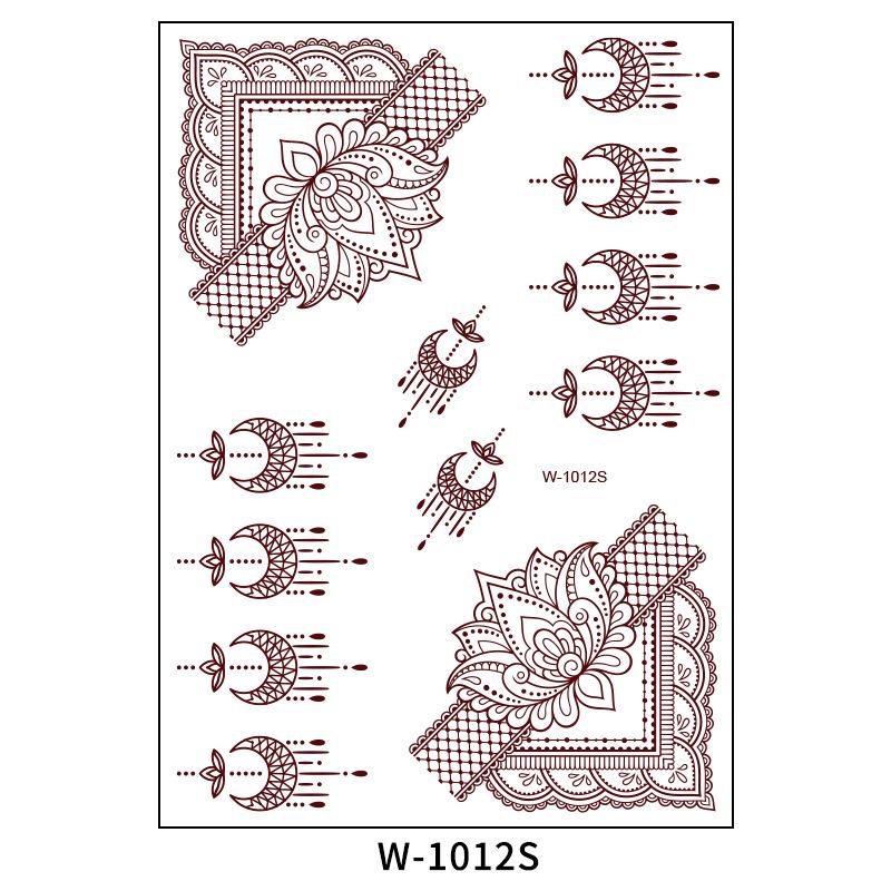 Waterproof European & American Red/Brown Henna Lace Tattoo Stickers for Arab Brides