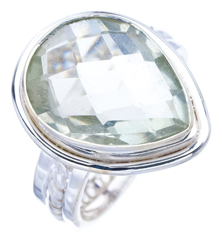 

StarGems® Natural Green Amethyst Handmade 925 Sterling Silver Ring 7 F1062