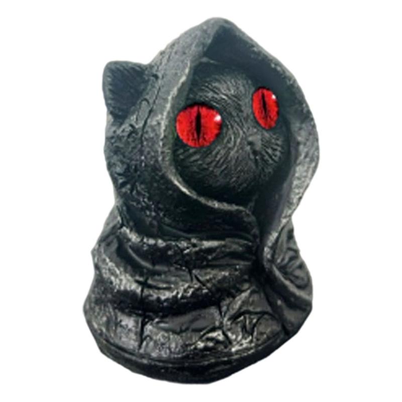 Mysterious Hooded Cats Fiqurines Gotik Black Cats Statue Halloween decors Whimsical Kitten Sculpture Shelf Accent Gift