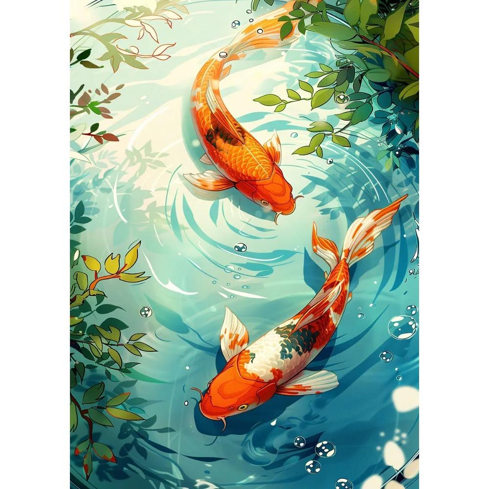 Classic Surreal Golden Koi Fish Posters Fishes Swimming Anime Art Prints Canvas Painting Wall Pictures Home Living Room Decor