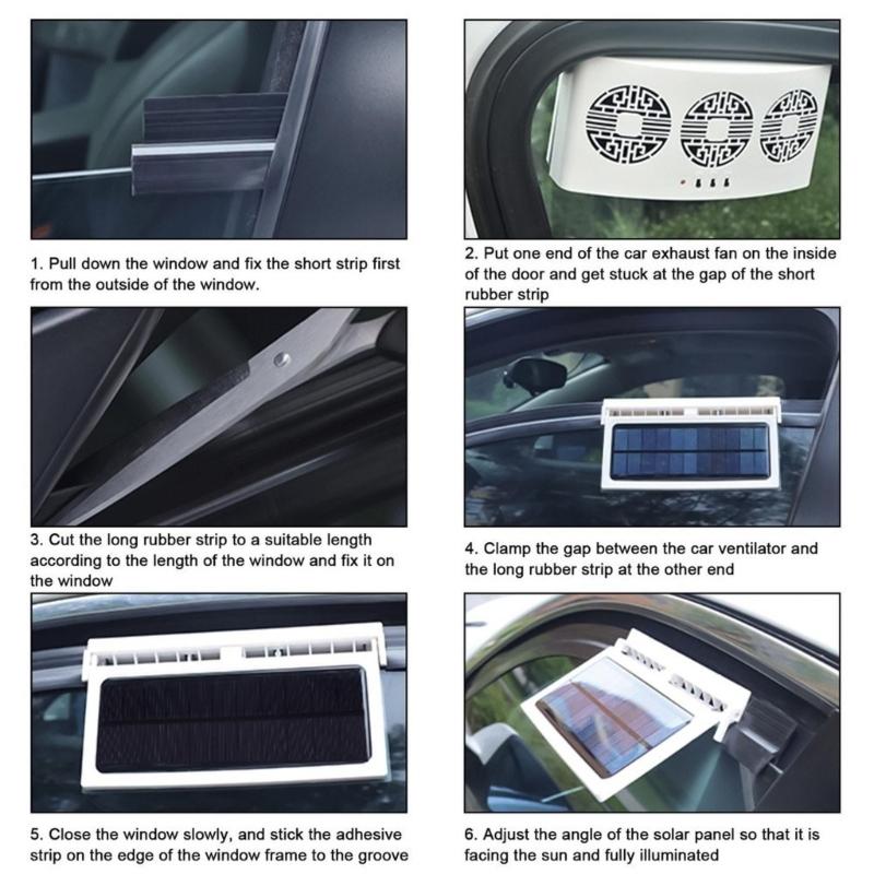Car Cooler Front Rear Window Radiator Auto Air Vent Fan Radiator Cooling System USB Charging Solar Powered Ventilator