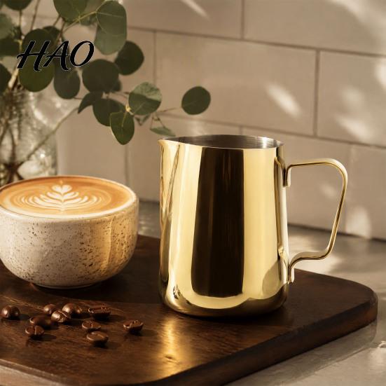 Coffee Frother Jug with Scale Stainless Steel Milk Frothing Pitcher, Professional Latte Art Cup Foam Pitcher Measurement Scale, Dripless Spout