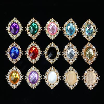 10Pcs Alloy Flower Plate, Diamond Buckle, Shoes, Clothing, Bags, Hair Accessories, Headgear DIY Alloy Accessories, Rhombus Oval Gemstone Jewelry.