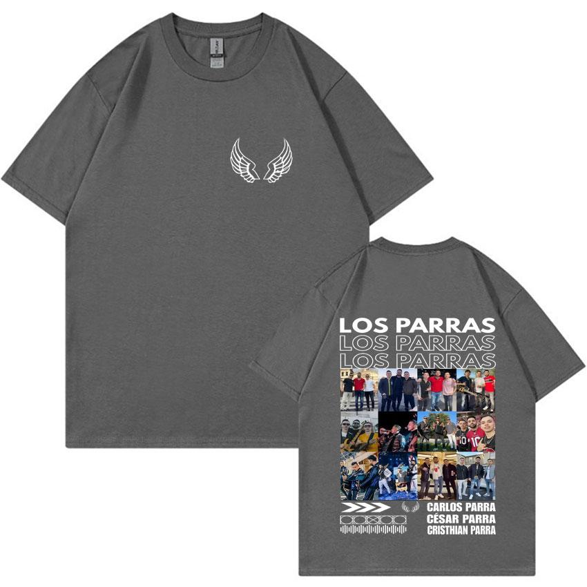Rapper Los Parras Tour TShirts Harajuku Double Sided Print Summer Graphic Oversized Hip Hop Tshirts ONeck Cozy Men Tops Unisex