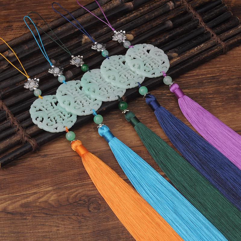 Fu Shou Imitation Jade Hanfu Waist Tassel Pendant with Lantern and Table Runner Accents