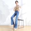 Blaue ausgestellte Jeans für Damen, hohe Taille, elastisch, schmal, Sommer, Retro-Rand, Y2K, lässige Streetwear, Vintage-Hose