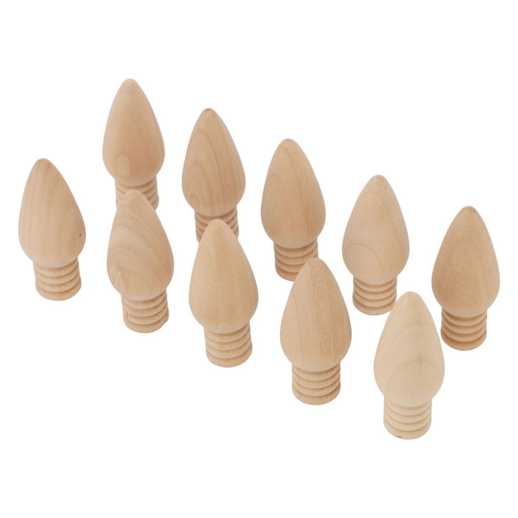 10PCS Wooden Light Bulbs Cute and Compact Unfinished Wooden Hanging Light Bulb Ornaments for Handcraft