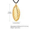 Stainless Steel Geometric Oval Necklace for Women, Adjustable Long Black Cord Metal Pendant Necklace Waterproof Jewelry