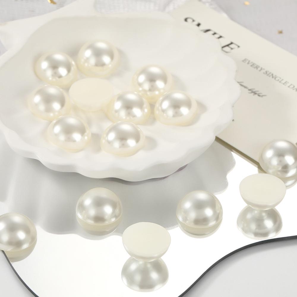 Semi-Circular White Pearl Flat Back Stickers for DIY Nail Art and Phone Cases