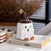 Halloween Winking Elf Ceramic Mug with Lid