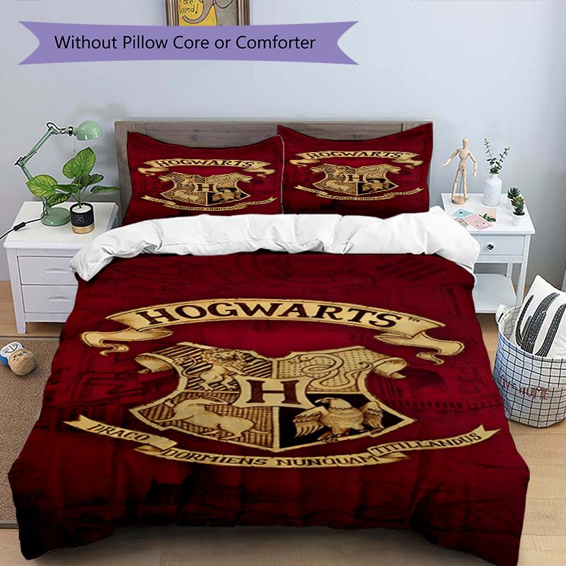 3pcs Duvet Cover Set (1*Duvet Cover + 2*Pillowcase, Without Core),Harry Potter Print Bedding Set, Bedroom Decor, All‑Season, Birthday Gift
