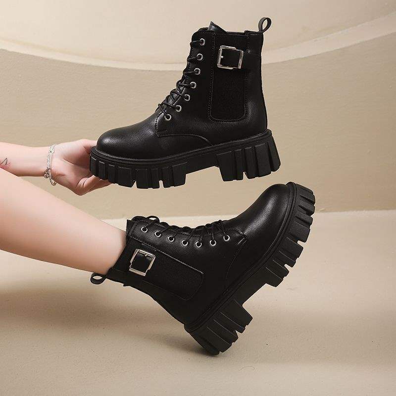 Skinny Martin boots women's 2025 autumn and winter new thick-soled heightening tide casual versatile British style handsome short boots