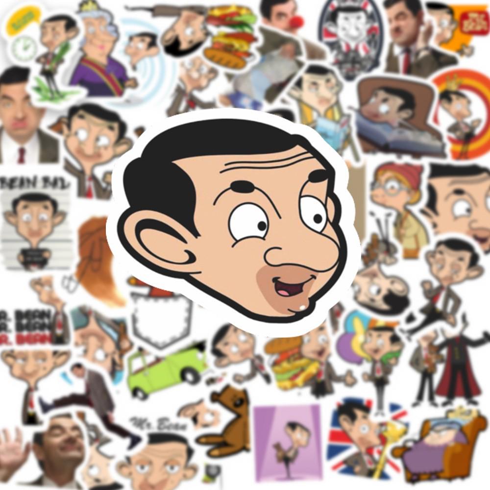 

50pcs Mr. Bean Cartoon Waterproof Stickers for Phone Cases, Water Bottles, Luggage, and Desktops A146
