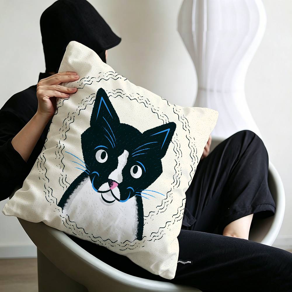 Cute caroon cat portrait photo frame fashion art Cushion Cover Polyester Sofa Cushions Throw Pillows Home Decoration Pillowcover