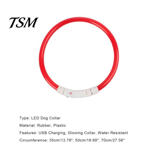 LED Dog Collar Rechargeable Luminous USB Charging Necklace Puppy Light Up for Outdoor Pet
