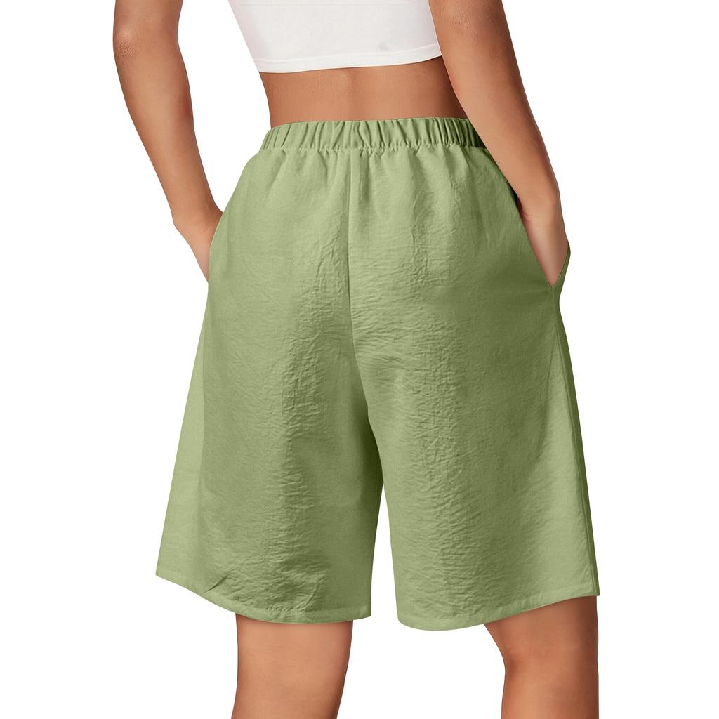 Women's Casual Loose Fit Shorts with Pockets Elastic Waistband Drawstring Solid Color Comfortable Lightweight Summer Bottoms