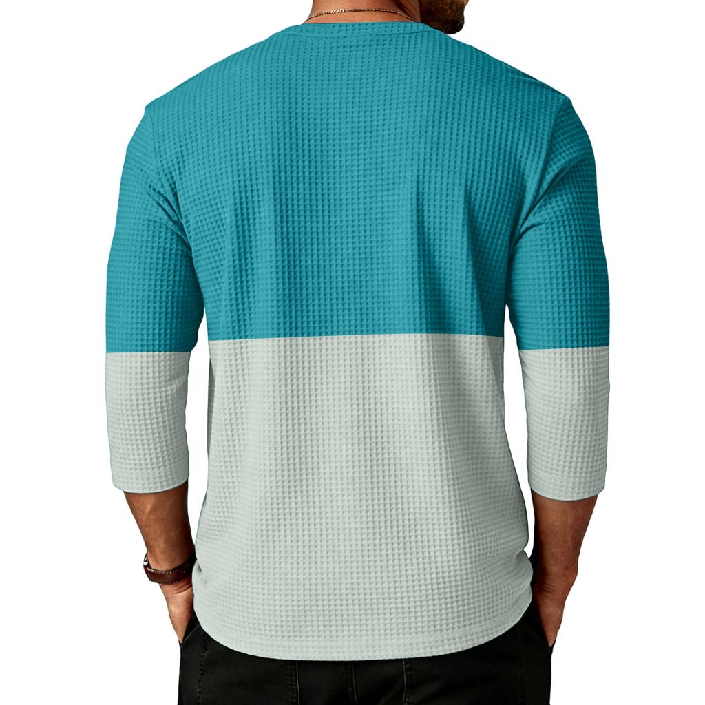 Men's Sports Leisure Waverg Round Neck Three-Quarter Sleeves T-Shirt