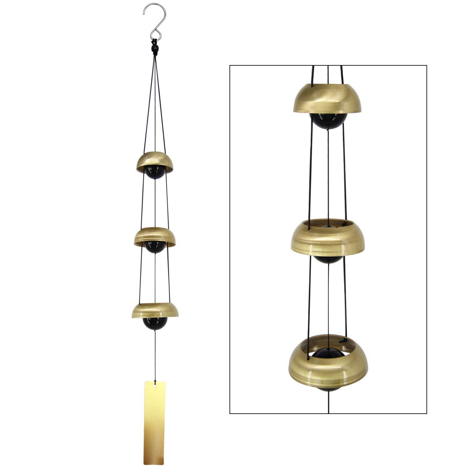 

1Pc Three Bell Wind Chime Pendant Pray Temple Feng Shui Outdoor Ornament Family Courtyard Great Memorial Chimes Peace-Loving P