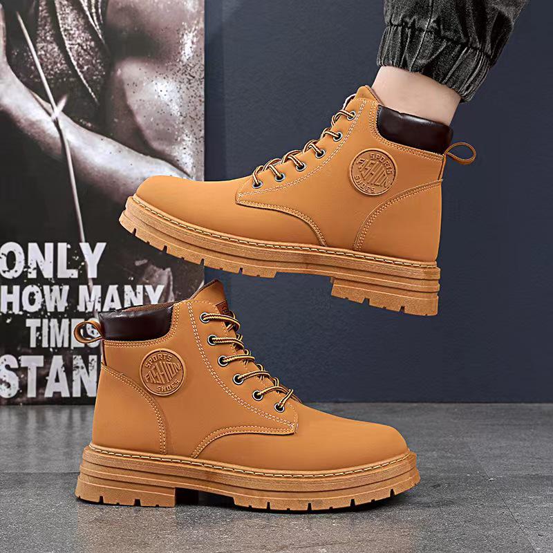 2024 Autumn/Winter Unisex High-Top Martin Boots - Korean Style Warm Leather Casual Shoes