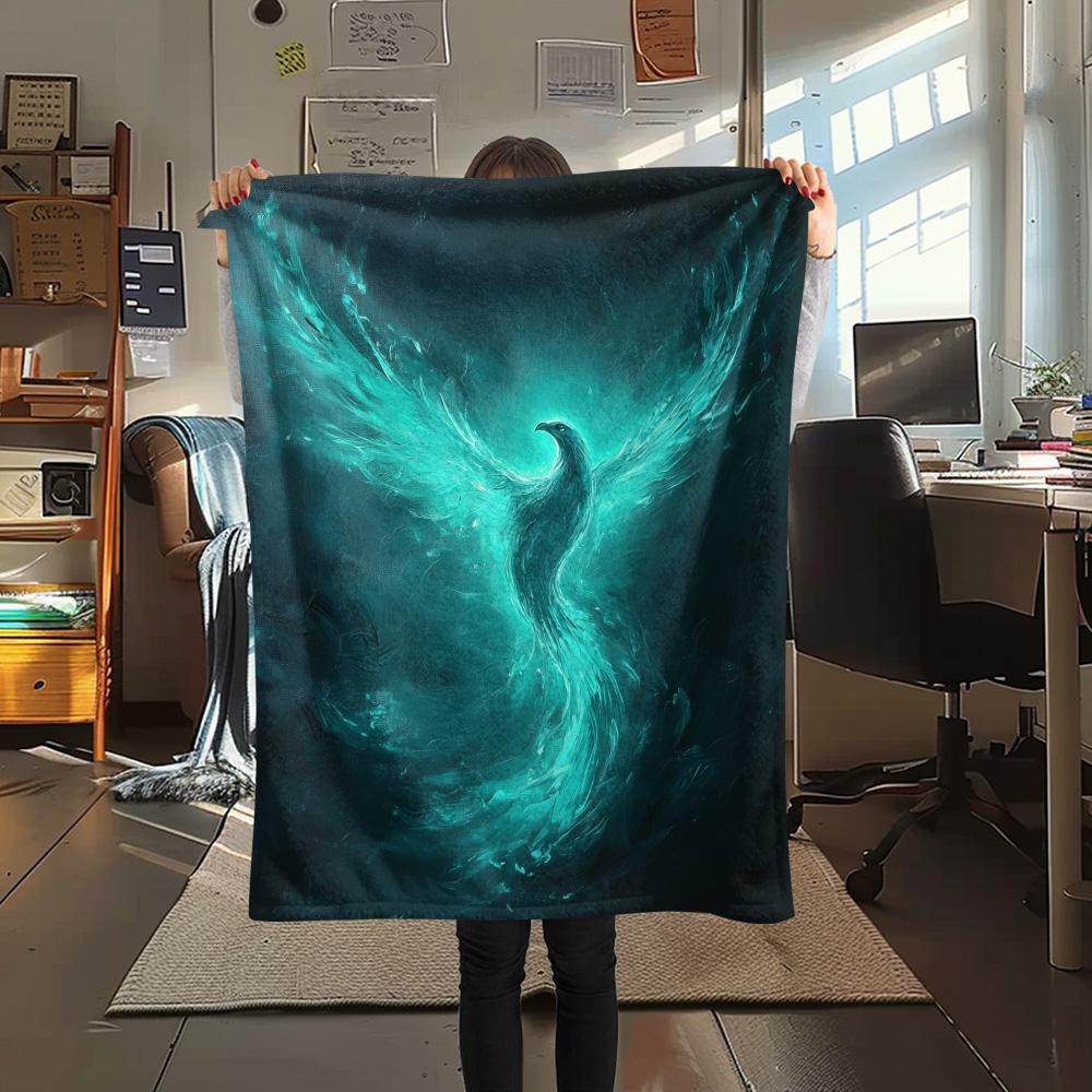 Sparkling Phoenix  Print Flannel Blanket, High quality Comfortable for All Seasons, Home Decor, Warmth and Comfort