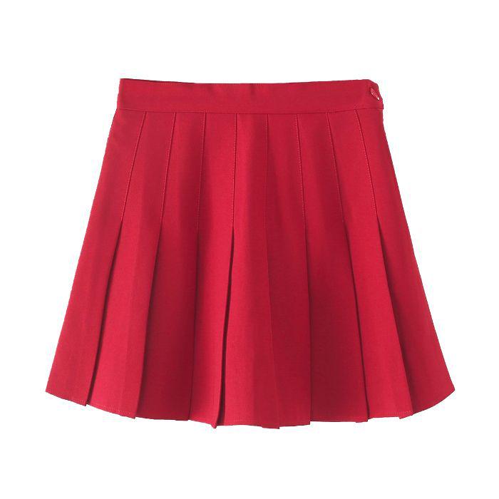 

Women s Solid Color High Waist Pleated A-Line Short Skirt - Black, Anti-Exposure, Slimming Design XL червоний