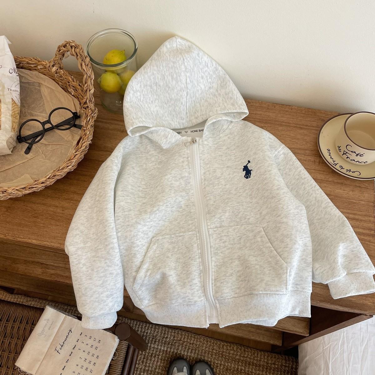 

Весенний детский повседневный кардиган на молнии с капюшоном 140 светло-серый