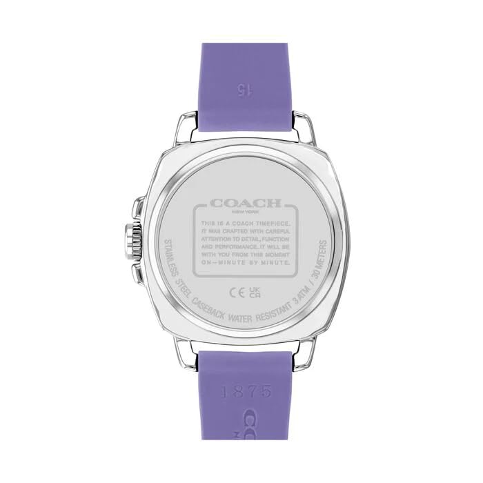 Coach Boyfriend Silver Silicone 14504102 Women's Watch, Dial, Strap, (Official Import)