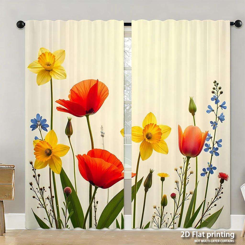 Piece Set High Definition Digital Printed Curtainsseafloor Themed Pastel Color Sea Creatures Border Patternhome Decoration Curtain Polyester