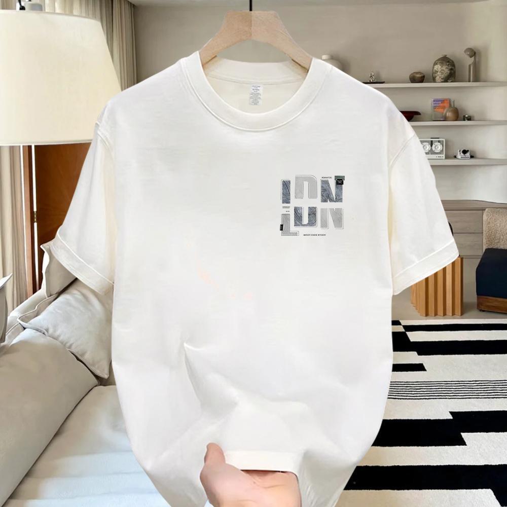 American Trendy Brand High-End Pure Cotton Men'S Printed Short-Sleeved T-Shirt Trendy Casual Round Neck T-Shirt Men'S