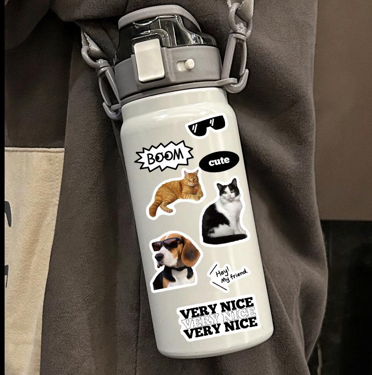 8 Cartoon Black and White Holiday Collage Hands-on DIY Handbook Mobile Phone Case Laptop Decoration Waterproof