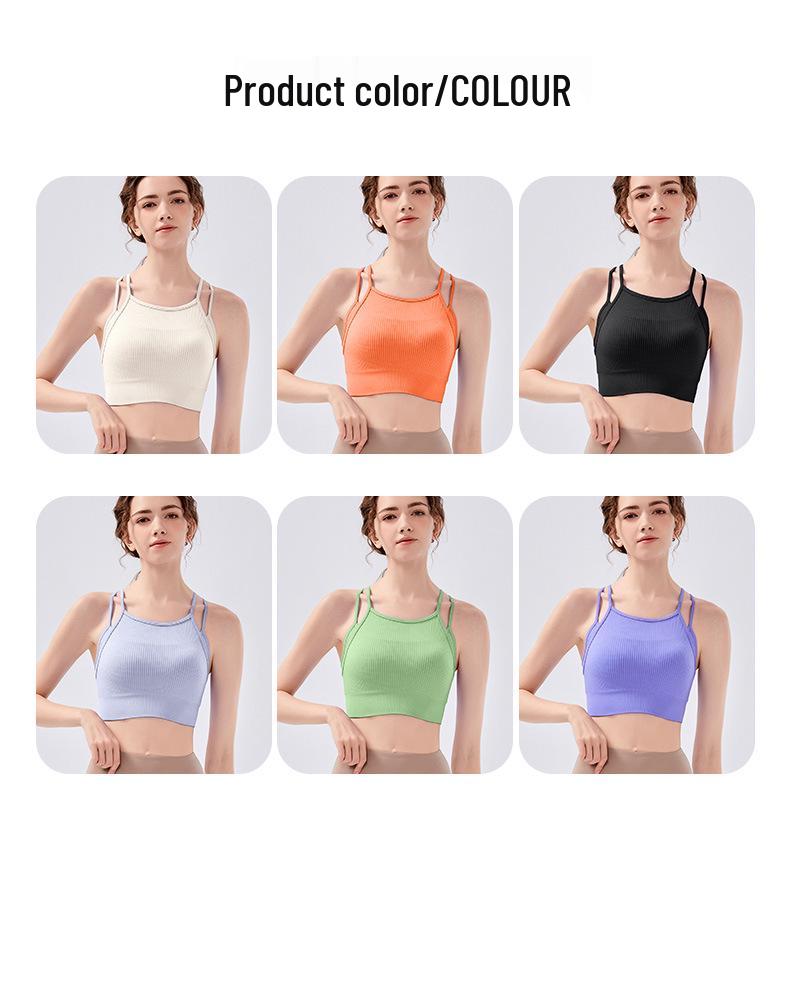 Brassière de sport à bretelles spaghetti transfrontalière: Gilet de course antichoc et respirant