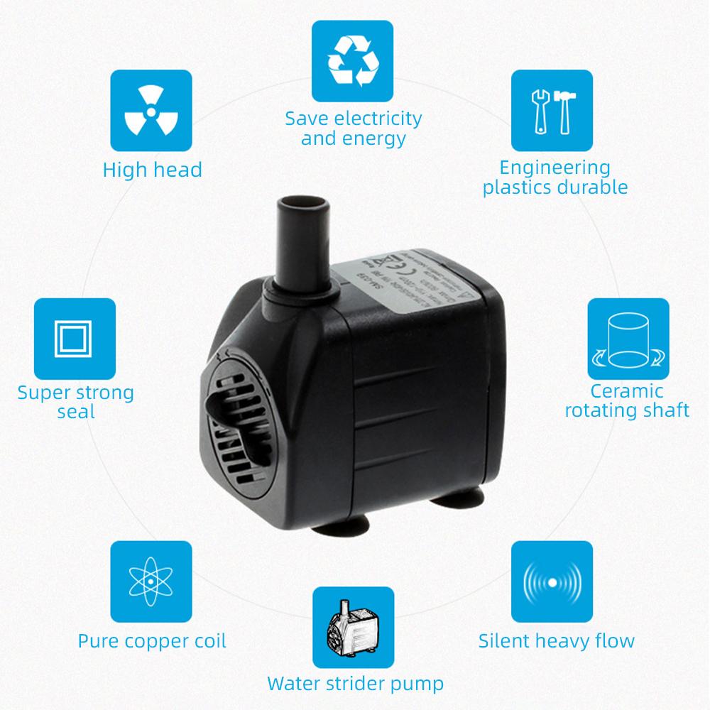 Mini Submersible Water Pump Flow Adjustable Electric Max 600L/H Flow 3.9ft Lift Portable Mini Pump