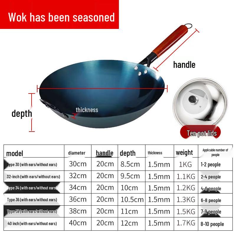 Balde Seasoned Wrought Iron Round Bottom Wok
