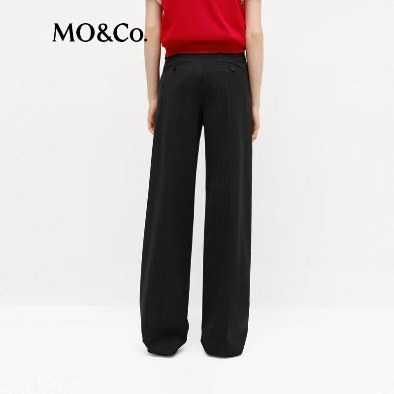 MO&Co. Women's Wool Blend Tailored Wide-Leg Trousers