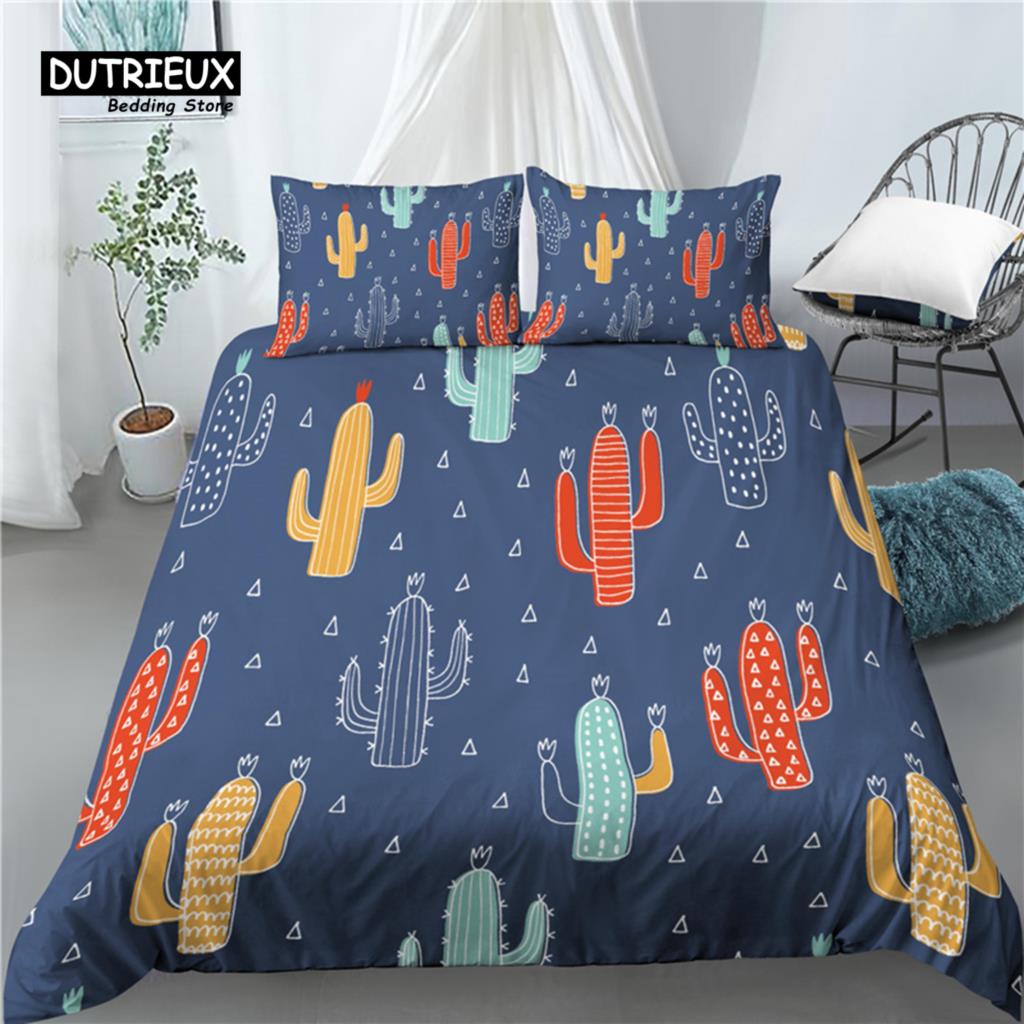 Home Living Luxury 3D Cactus Print 2/3Pcs Soft Duvet Cover And Pillowcase Kids Bedding Sets Queen And King Eu/Us/Au Size