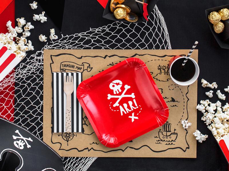 Pirates Plates Red 20X20Cm 6 pcs