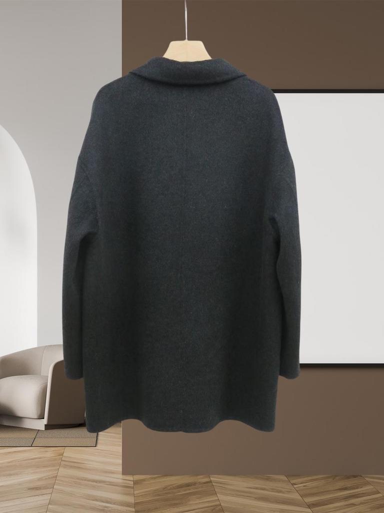 Women's Mid-Length Double-Breasted Wool Coat - 2025 Autumn/Winter Collection, Suit Collar, Commuting Style