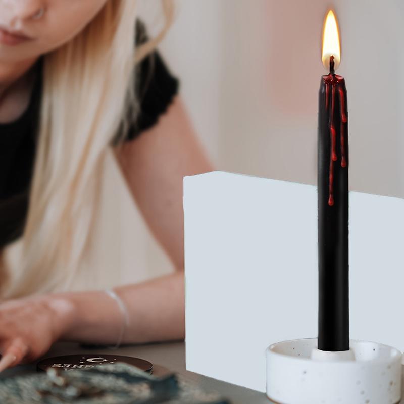 4 Pack Spooky Blood Drip Party Black Tapered Candlesticks Home Decoration Candle Set Halloween 2 Colors