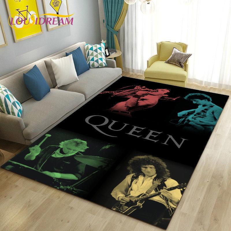 Tappeto Area Grande Freddie Mercury Queen-Rock-Band, Tappeto per Soggiorno Camera da Letto Divano Zerbino Decorazione, Tappetino Antiscivolo per Pavimento 3D