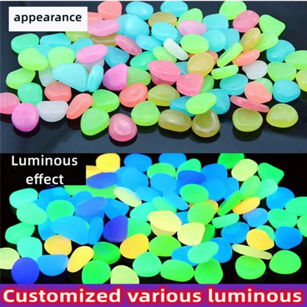 50/100Pcs High Brightness Luminous Pebbles Handmade Long-lasting Artificial Fluorite Stone Micro Landscape Multicolor