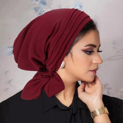 Women Head Warp Solid Color Elastic Anti-slip Floppy One Size Thread Head Protection Ethnic Chemotherapy Patients Hat Headwear Lady Hiking Traveling
