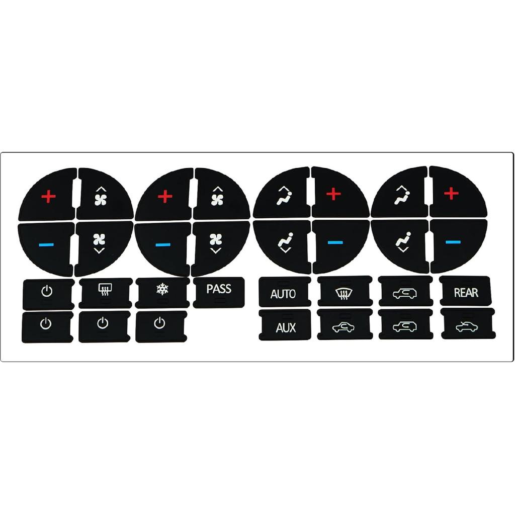 AC Button Repair Decal Dash Switch Stickers Black for Chevy Avalanche Silverado Suburban Tahoe GMC Sierra Yukon 2007-2014 Control Button Repair