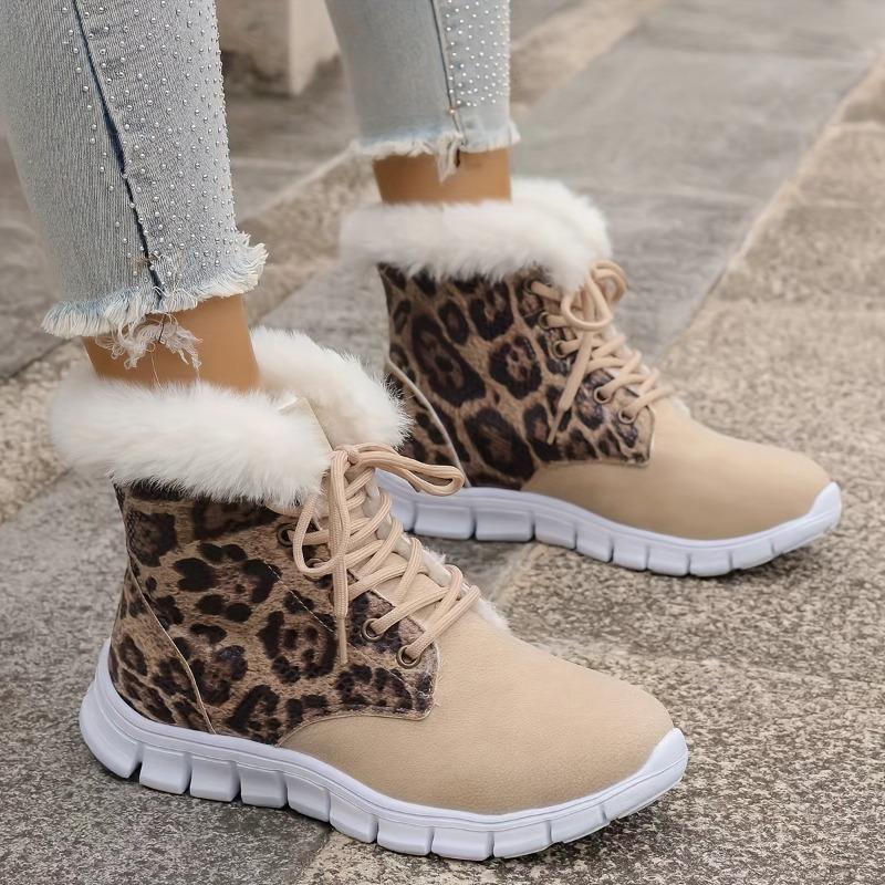 Women's Winter Furry Slip-Resistant Platform Sneakers/Boots - Thick Platform Height Increase