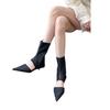 2025 spring new pointed hollow low heel versatile non-slip boots women's summer new elastic thin women's short boots