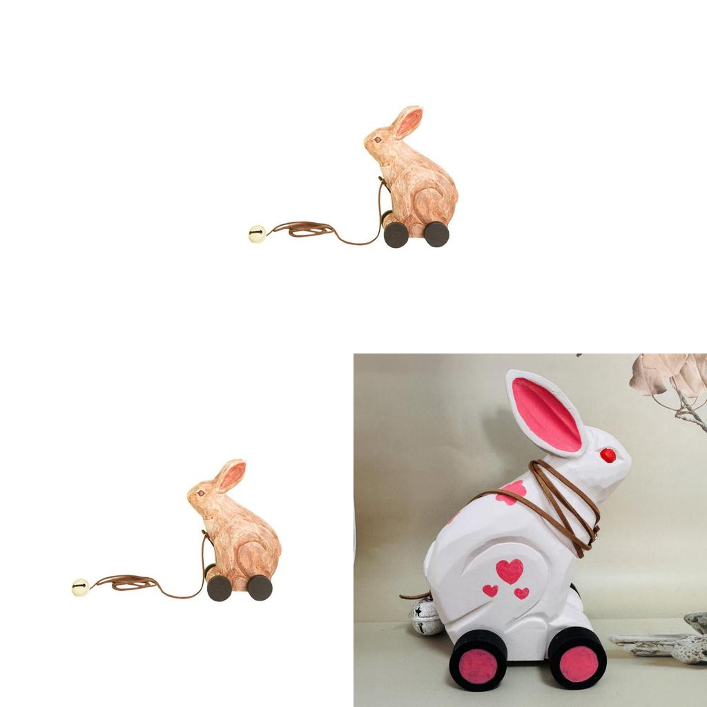 Wooden Craft Toy Car With Cute Bunny Design For Kids And Home Decor