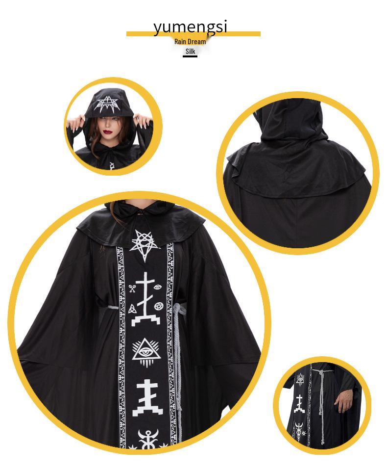 Unisex Zauberer- & Hexenkostüm Robe - Halloween Zauberer- & Vampir-Outfit