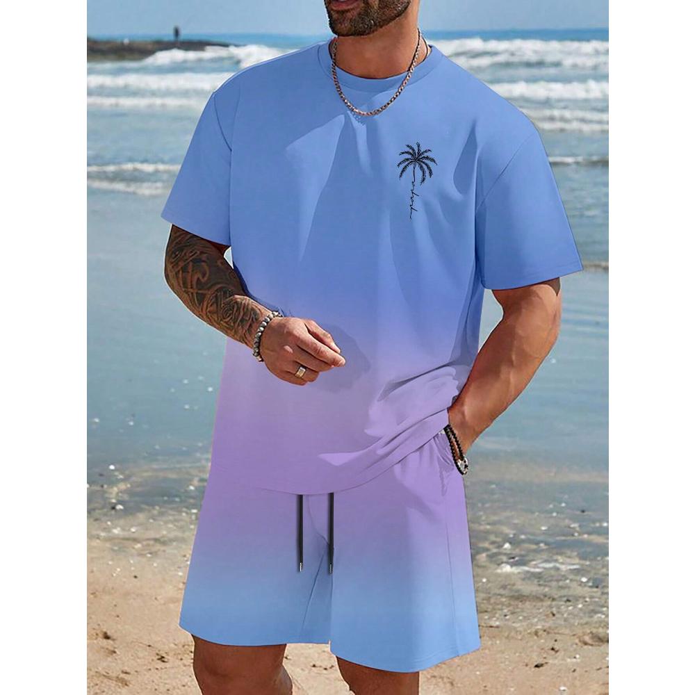 Men's Short-sleeved T-shirt Shorts Fashionable Breathable Beach Suit Casual Loose Unisex Sports Clothing