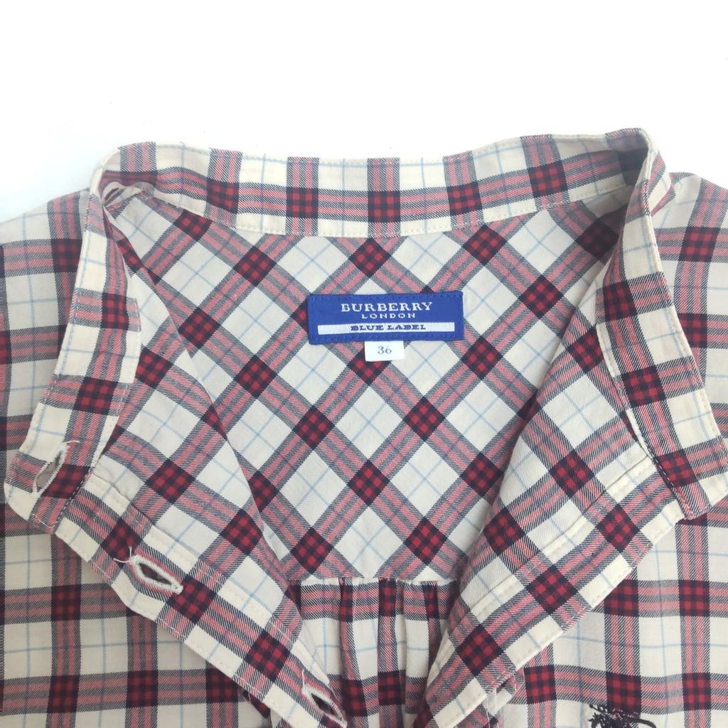 Burberry Modré šaty s balónovými rukávy v délce pět osmin [36/S] Volánkový detail(POUŽITÝ)