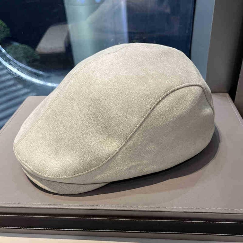 Solid Color Winter Forward Hat Warm Retro Flat Cap Unisex Suede Newsboy Cap Daily